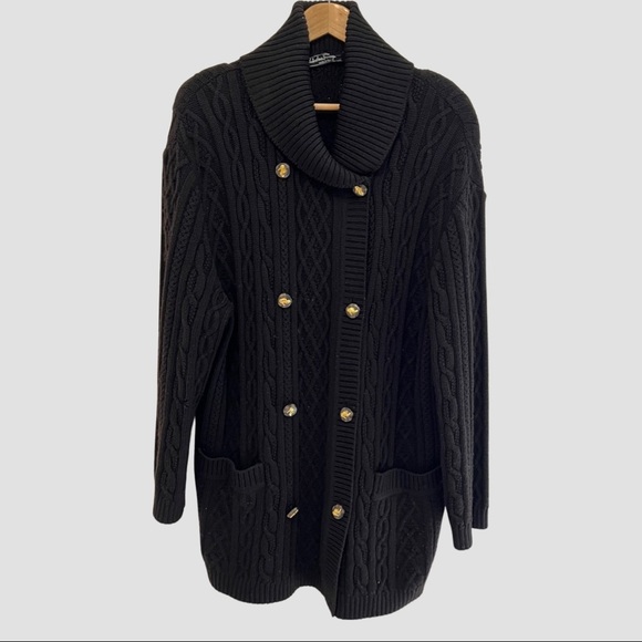 Salvatore Ferragamo RARE Vintage Heavy Cable Knit Long Cardigan L (Read)